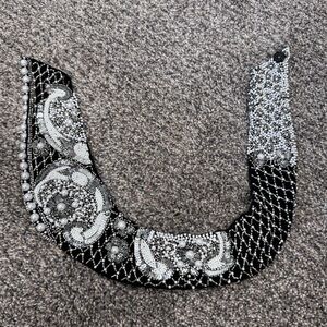 Mignonne Gavigan Black and White Beaded Necklace Scarf